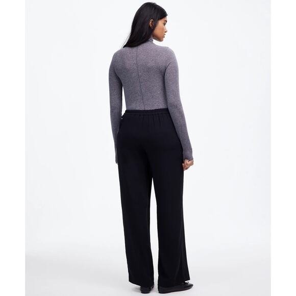 Madewell Pull-On Straight Pants WMNS XXL Black Crepe Drapey Straight Leg Stretch - Picture 2 of 8